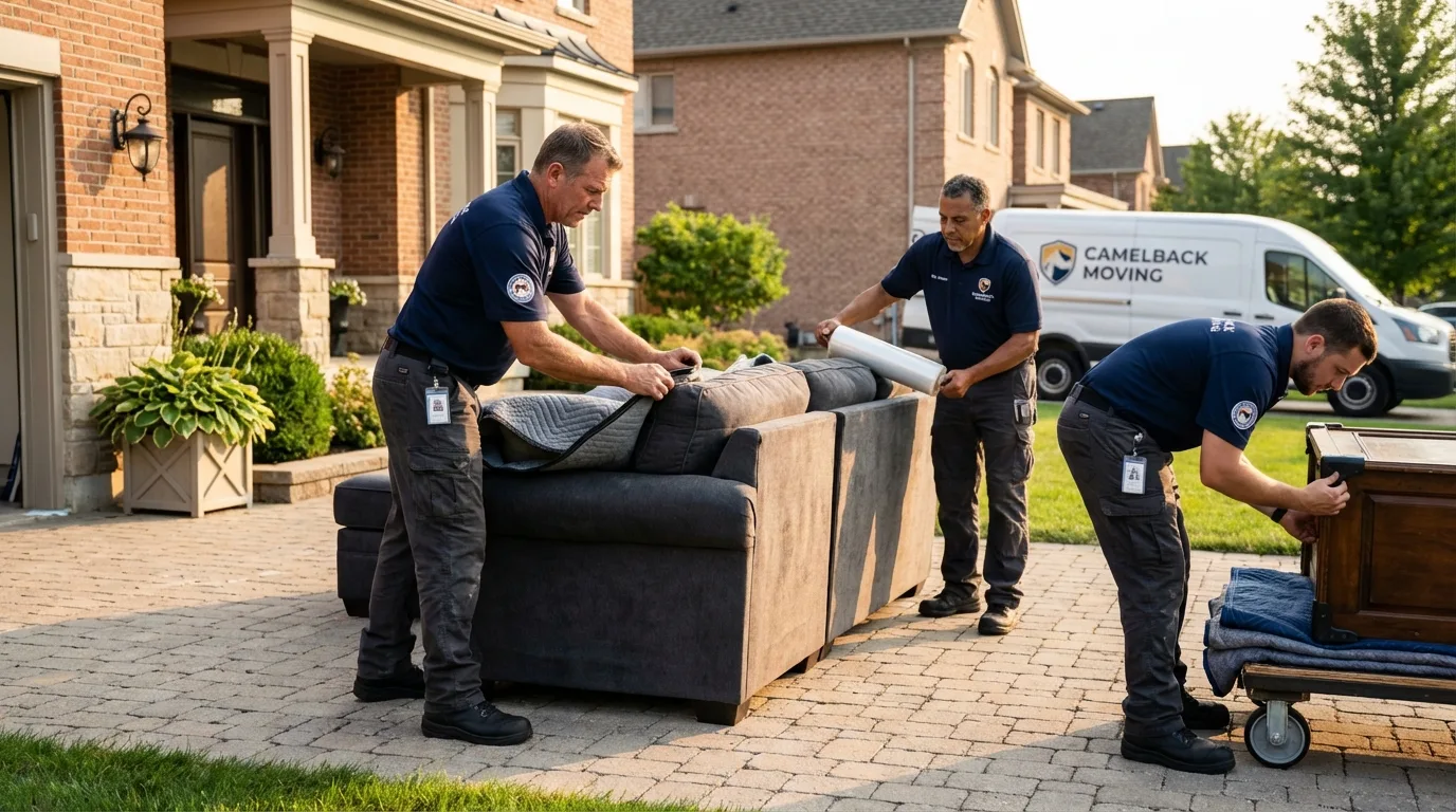 Large estate moving crew wrapping furniture in Haverstraw, NY
