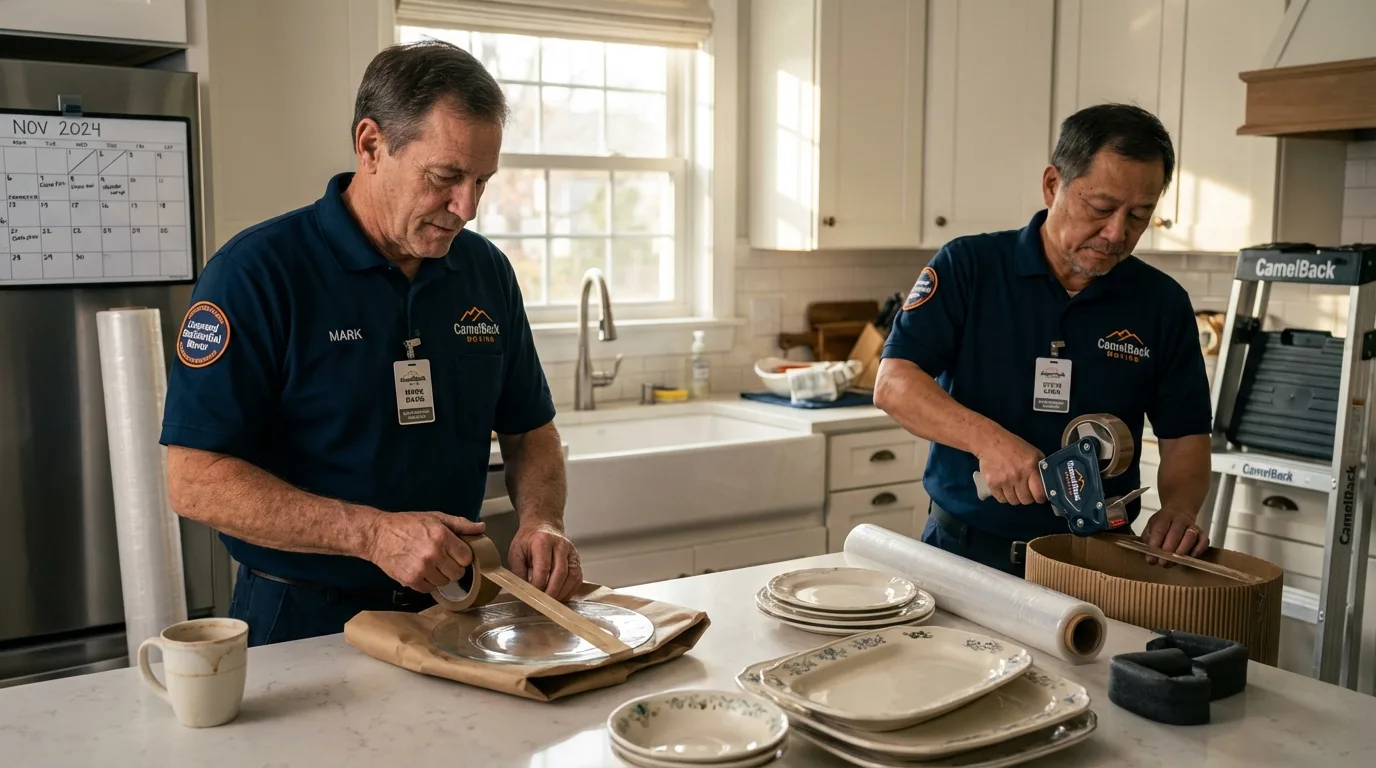 Professional crew packing kitchen dishware in Haverstraw, NY